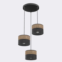 Karbon hanglamp textiel 3-lichts bruin zwart