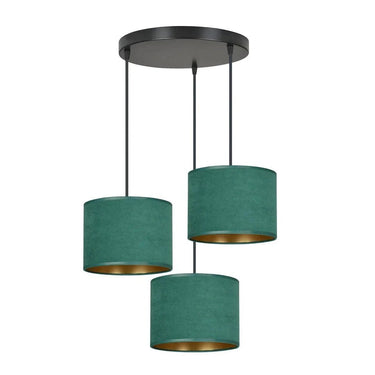 HILDE 3-lichts hanglamp - Groen fluweel premium