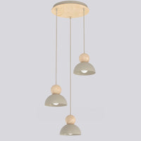 Kaki hanglamp hout 3-lichts mokka naturel premium