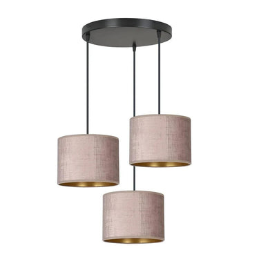 HILDE 3-lichts hanglamp - Roze fluweel