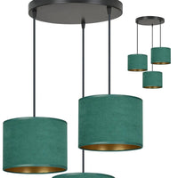Emibig HILDE 3-lichts hanglamp - Groen fluweel premium