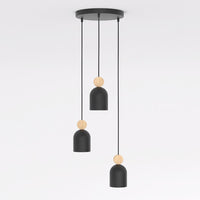 Mesi hanglamp hout 3-lichts zwart naturel premium
