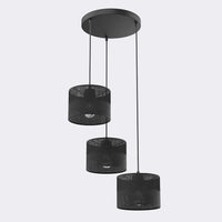 Karbon hanglamp textiel 3-lichts zwart premium