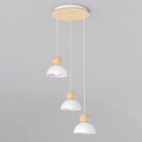 Kaki hanglamp hout 3-lichts wit naturel premium