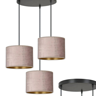 HILDE 3-lichts hanglamp - Roze fluweel