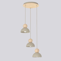 Kaki hanglamp hout 3-lichts mokka naturel premium