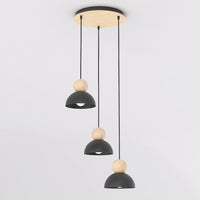 Kaki hanglamp hout 3-lichts zwart naturel premium