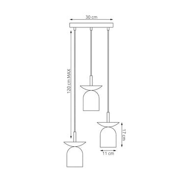 EGO 3-lichts hanglamp - Wit metaal - Zwart accent
