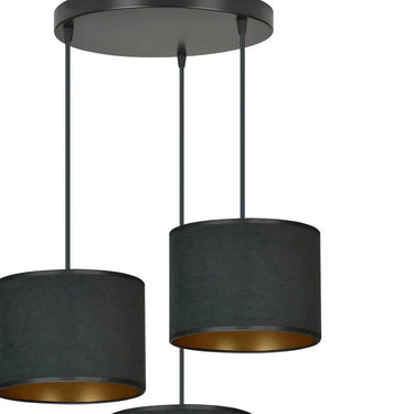HILDE 3-lichts hanglamp - Zwart fluweel met goud