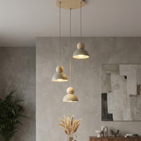 Kaki hanglamp hout 3-lichts mokka naturel premium