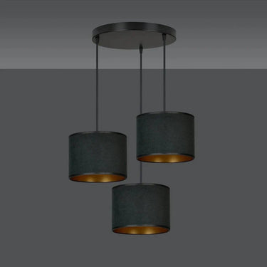 HILDE 3-lichts hanglamp - Zwart fluweel met goud