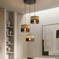 Karbon hanglamp textiel 3-lichts bruin zwart