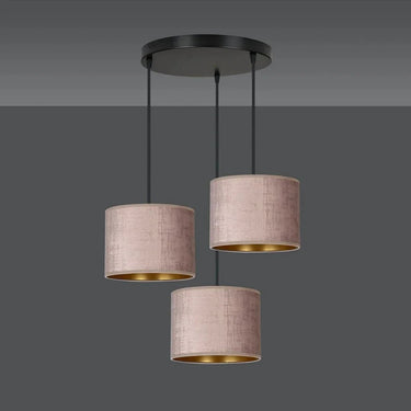 HILDE 3-lichts hanglamp - Roze fluweel