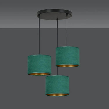 HILDE 3-lichts hanglamp - Groen fluweel premium