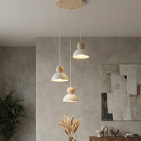Kaki hanglamp hout 3-lichts wit naturel premium