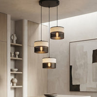 Karbon hanglamp textiel 3-lichts beige zwart