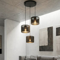 Karbon hanglamp textiel 3-lichts zwart premium