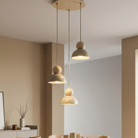 Kaki hanglamp hout 3-lichts mokka naturel premium
