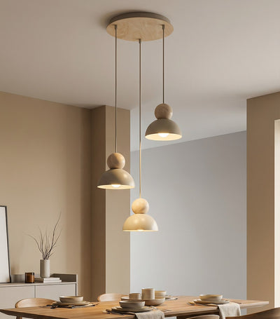 Kaki hanglamp hout 3-lichts mokka naturel premium