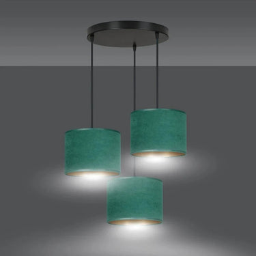 HILDE 3-lichts hanglamp - Groen fluweel premium
