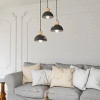 SECO 3-lichts hanglamp - Zwart met hout premium - afbeelding 2