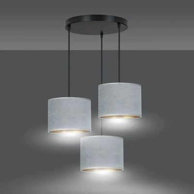 HILDE 3-lichts hanglamp - Grijs fluweel premium