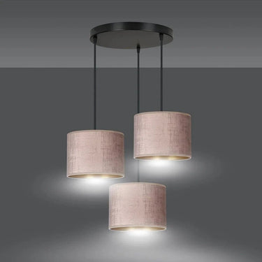 HILDE 3-lichts hanglamp - Roze fluweel