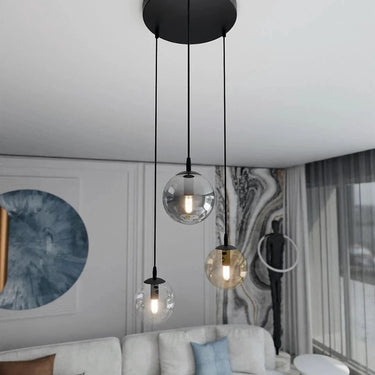 COSMO 3-lichts hanglamp - Mix glazen kappen
