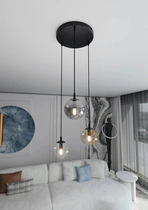 COSMO 3-lichts hanglamp - Mix glazen kappen