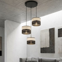 Karbon hanglamp textiel 3-lichts beige zwart