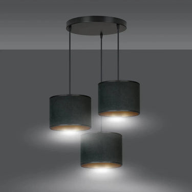 HILDE 3-lichts hanglamp - Zwart fluweel met goud