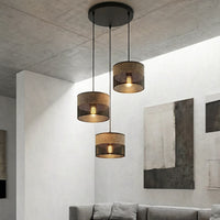 Karbon hanglamp textiel 3-lichts bruin zwart