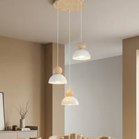 Kaki hanglamp hout 3-lichts wit naturel premium