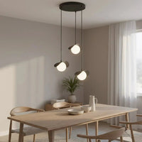 RITUAL 3-lichts hanglamp - Wit glas - Zwart frame hanglamp met lampenkap - afbeelding 5