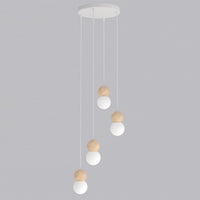 Loop hanglamp wit glas 4-lichts naturel