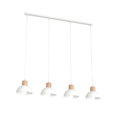 SECO 4-lichts balkhanglamp - Wit met hout accent