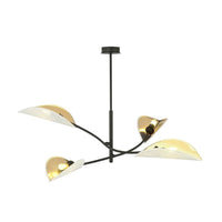 LOTUS 4-lichts hanglamp - Wit-goud stoffen kappen - Mooier Thuis