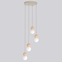Loop hanglamp wit glas 4-lichts mokka naturel