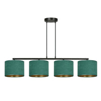 HILDE 4-lichts balkhanglamp - Groene fluweelkappen - Mooier Thuis