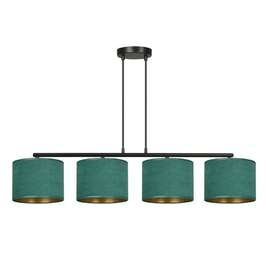 HILDE 4-lichts balkhanglamp - Groene fluweelkappen