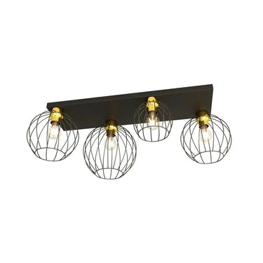 NEST 4-lichts plafondlamp - Zwart goud frame