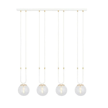 GLAM 4-lichts hanglamp - Wit frame - Helder glas