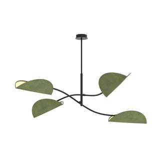 LOTUS 4-lichts hanglamp - Groen textiel - Zwart frame - Mooier Thuis