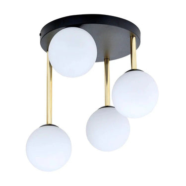 DOLCE 4-lichts plafondlamp - Wit glas - Zwart frame