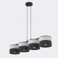 Karbon hanglamp textiel 4-lichts grijs zwart