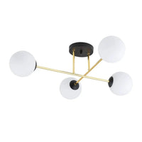 MAGNUM 4-lichts plafondlamp - Wit glas - Zwart-goud frame - Mooier Thuis