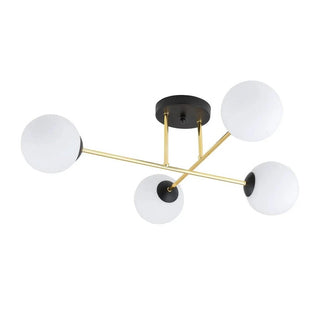MAGNUM 4-lichts plafondlamp - Wit glas - Zwart-goud frame