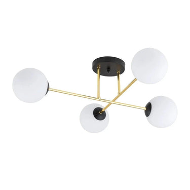 MAGNUM 4-lichts plafondlamp - Wit glas - Zwart-goud frame