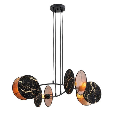 MARBLE 4-lichts hanglamp - Zwart goud marmer patroon
