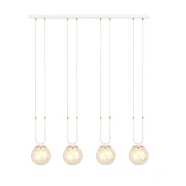 GLAM 4-lichts hanglamp - Amber glas - Wit frame